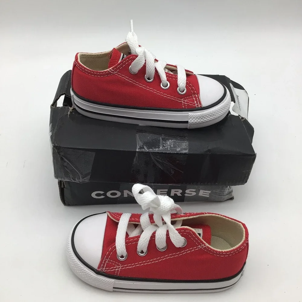 Converse CTAS Ox Infant Red Canvas Sneakers 7J236 Size 6 Toddler NEW